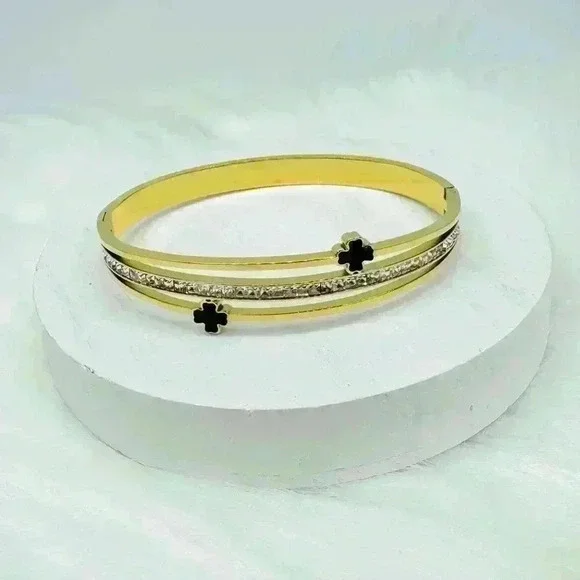 Cross Bangle with Sparky Rhinestones - Picture 4 of 6